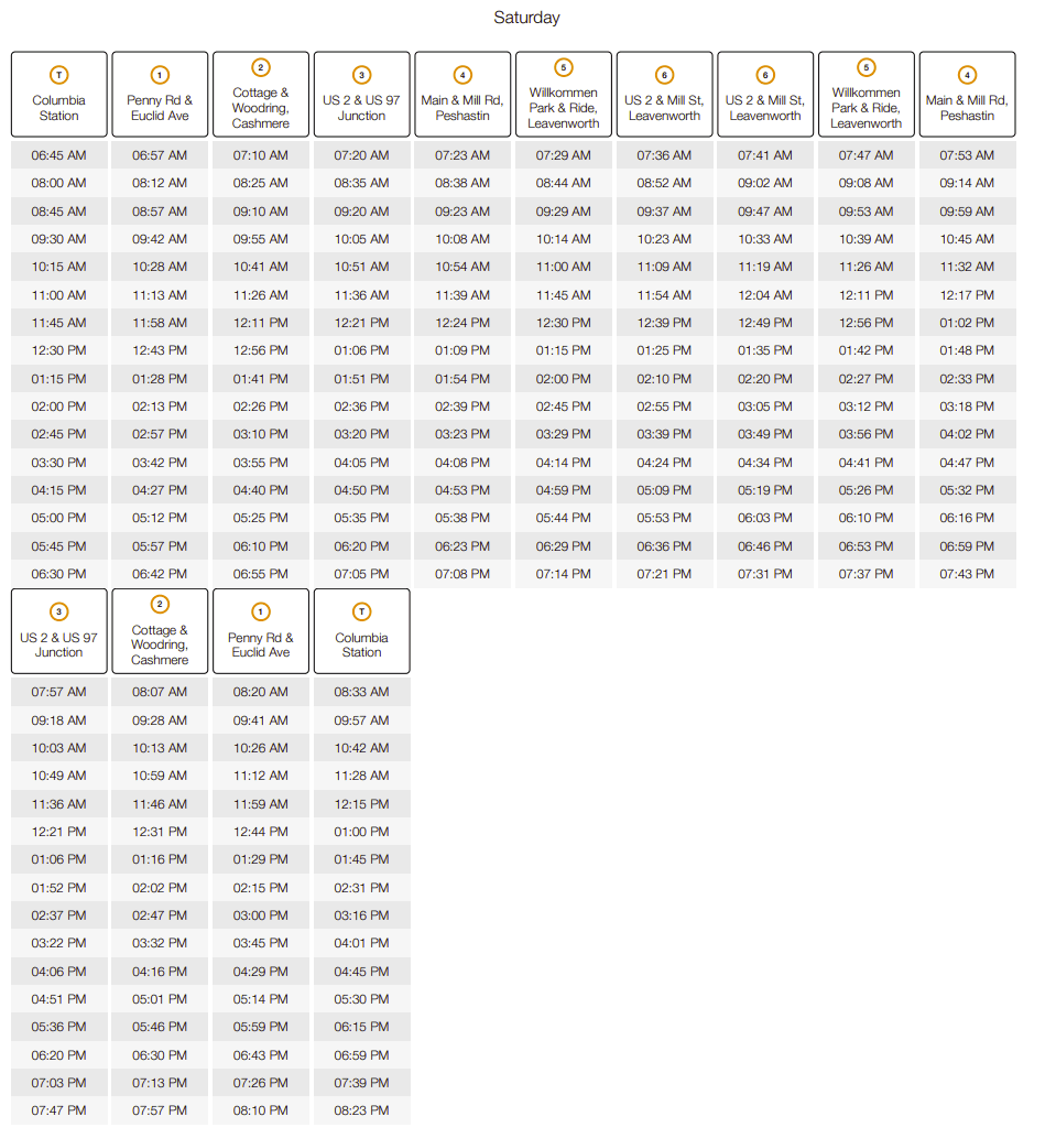 Route 22 Shuttle Schedule